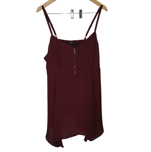 Torrid plus size georgette hanky hem babydoll cami burgundy size 2 (18-20) - Picture 7 of 8
